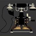 Vintage Telephone With Metal Receivers Wooden Base And Rotary Dial