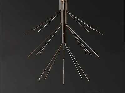 Modern Gold Metal Chandelier With Branch Like Radial Structure For Interior Lighting 3d model