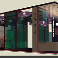 Modern Tobacco And Liquor Store With Glass Facade Purple Decorations And Brand Signage