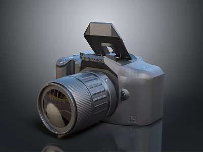 Professional Pentax Digital Camera With Open Built In Flash And Quality Lens Design 3d model
