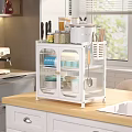 White Kitchen Storage Cabinet For Dinnerware Arrangement 3d model