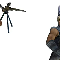 Mythic Game Movie Character With Decorative Battle Axe And Ornate Armor Helmet
