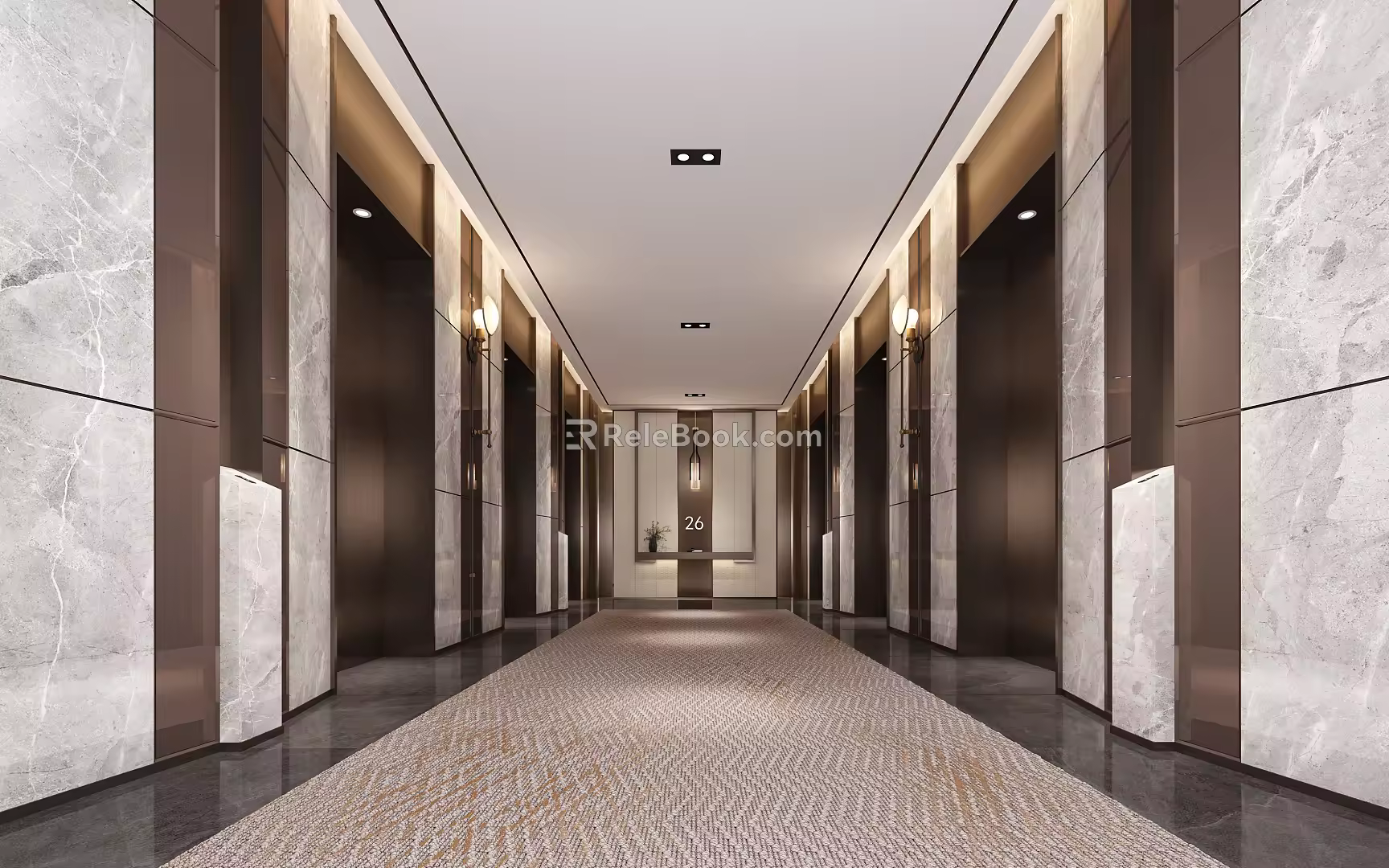 modern elevator hall elevator car 3d model