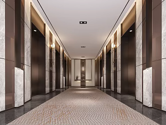 modern elevator hall elevator car 3d model