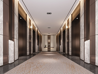 modern elevator hall elevator car 3d model