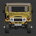 Yellow Vintage Jeep with Soft Top Classic Design and Off Road Wheels