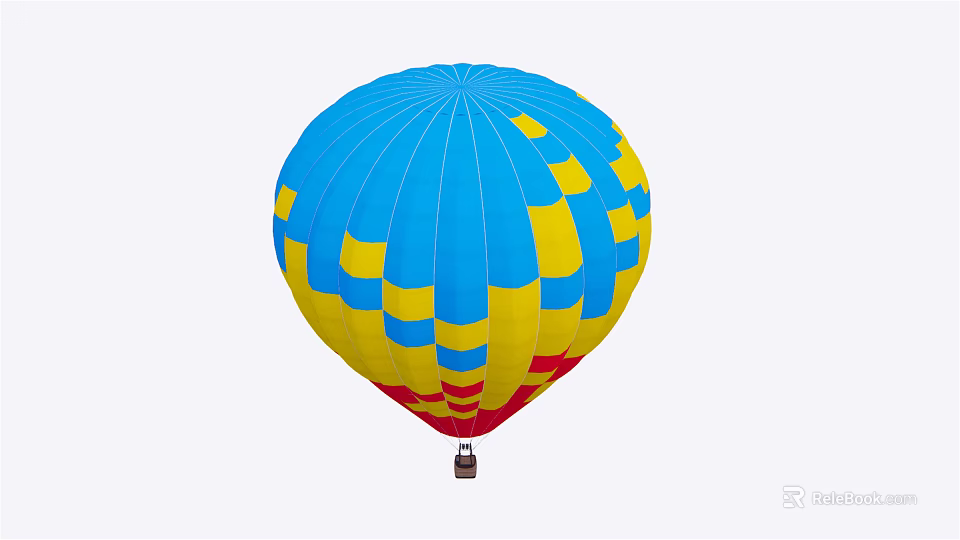 Fun Blue And Yellow Square Pattern Hot Air Balloon Amusement Equipment With Red Bottom Basket 3d model 