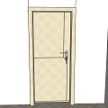 Light Beige Hinged Door With Silver Handle And White Frame In Indoor Space 3d model