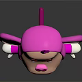 Cute Pink Monkey 3D Model with Large Ears White Hands Feet and Simple Facial Expression