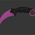 Pink And Black Karambit Knife With Patterned Blade And Pink Ring Handle