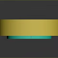 Contemporary Circular Furniture Decor Piece With Yellow Base And Green Maze Pattern