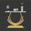 Luxury Console Table With Marble Top Gold Base Lamp Photo Frame And Sunflower Decor