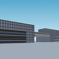 Modern Office Building Complex With Glass Curtain Wall And Connected Structures 3d model