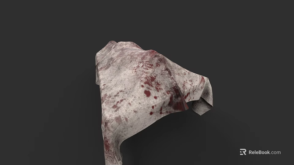 Game Movie Character Worn Cloak With Bloodstains On Gray White Fabric 3d model 