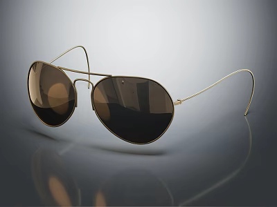 Luxury Jewelry Designed Sunglasses With Gold Frame And Brown Lenses 3d model