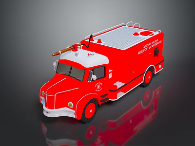 Red San Francisco Fire Department Truck Model With White Roof And Ladder 3d model