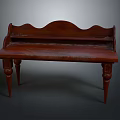 Vintage Wooden Desk With Wavy Backrest And Turned Legs For Home Office
