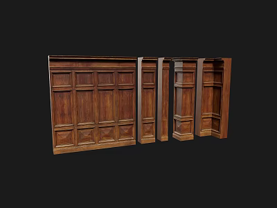 Wooden Paneled Wainscoting For Interior Home Decorative Wall Design Ideas 3d model