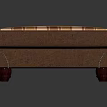 Plaid Pattern Upholstered Sofa Stool With Dark Brown Frame And Stitched Details