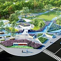 Modern Park Landscape With Lush Greenery Walking Paths Water Features And Leisure Areas
