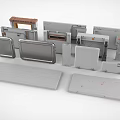 Gray Metal Components For Furniture Equipment With Various Shapes Sizes And Wooden Parts