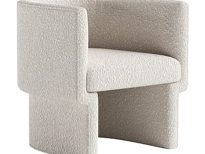 Modern Light Beige Armchair With Textured Bouclé Fabric And Sturdy Armrests 3d model