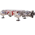 Intricate Spacecraft Model Featuring Metallic Frame Red Sections And Support Modules 3d model