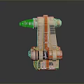 Mechanical Device Design With Beige And Orange Color Scheme Tubular Structure And Circular Details
