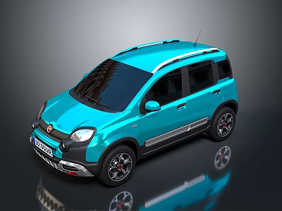 Fiat Blue Compact SUV With Roof Rails Black Windows And Sporty Wheels 3d model