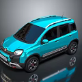 Fiat Blue Compact SUV With Roof Rails Black Windows And Sporty Wheels