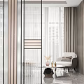 Elegant Modern Glass Room Dividers With Geometric Patterns And Interior Decor 3d model
