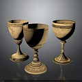 Three Vintage Decorative Ceramic Cups With Intricate Patterns And Ornate Bases