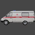 White Ambulance Car With Red Cross Blue Emergency Lights And Number 03