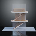 Modern Minimalist Three Story Staircase With Wooden Handrails White Steps And Reflective Floor