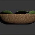 Natural Wicker Bowl Containing Fresh Green Cactus Leaves For Household Use