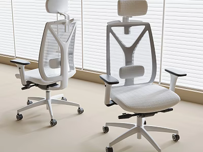 Modern Ergonomic Office Chair With Mesh Back Adjustable Armrests And Wheels 3d model