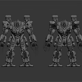 Two Gray Mecha Models In Standing Pose With Mechanical Structures And Claws 3d model