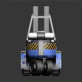Blue Forklift With Yellow And Black Stripes And Gas Cylinder Industrial Vehicle