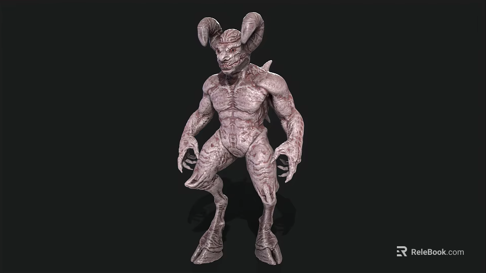 Mythical Creature With Horns Muscular Body Textured Skin Humanoid Figure 3d model 
