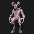 Mythical Creature With Horns Muscular Body Textured Skin Humanoid Figure