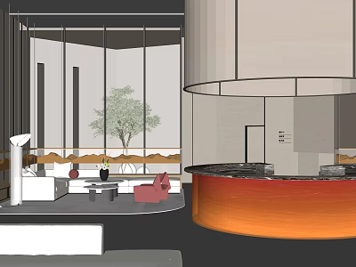 Hotel Lobby Modern Interior With Floor To Ceiling Windows Green Plant And Sofa Seating Area 3d model