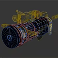 Mechanical Design Motorcycle With Jet Engine Red Seat Metal Parts And Yellow Logo