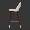 Modern White Padded Bar Stool With Curved Backrest Red Metal Legs And Golden Base