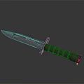 Tactical Combat Knife With Sharp Serrated Blade And Green Textured Military Handle Design