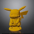 Detailed Yellow Pikachu 3D Model With Stand Base Stylized Ears And Tail