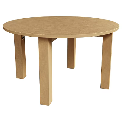 Minimalist Light Wood Round Dining Table With Four Legs Home Design 3d model