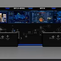 Hi Tech Digital Twin Background Wall With 5G Applications Monitoring Screens And Data Visualization