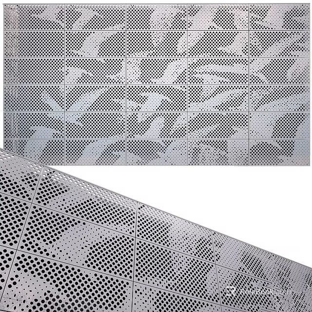 Perforated Metal Decorative Panel With Intricate Leaf Patterns And Modern Design 3d model 