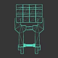 3D Modeled Gray Mechanical Bracket Connector with Rectangular Structures and Central Opening