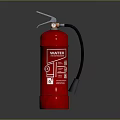 Red Water Fire Extinguisher On Dark Surface With Safety Instruction Label